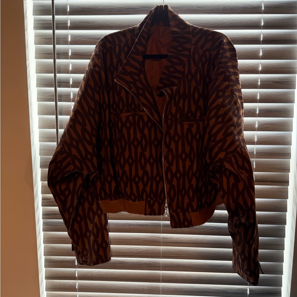 Adidas Ivy Park Geometric Patterned Brown Jacket